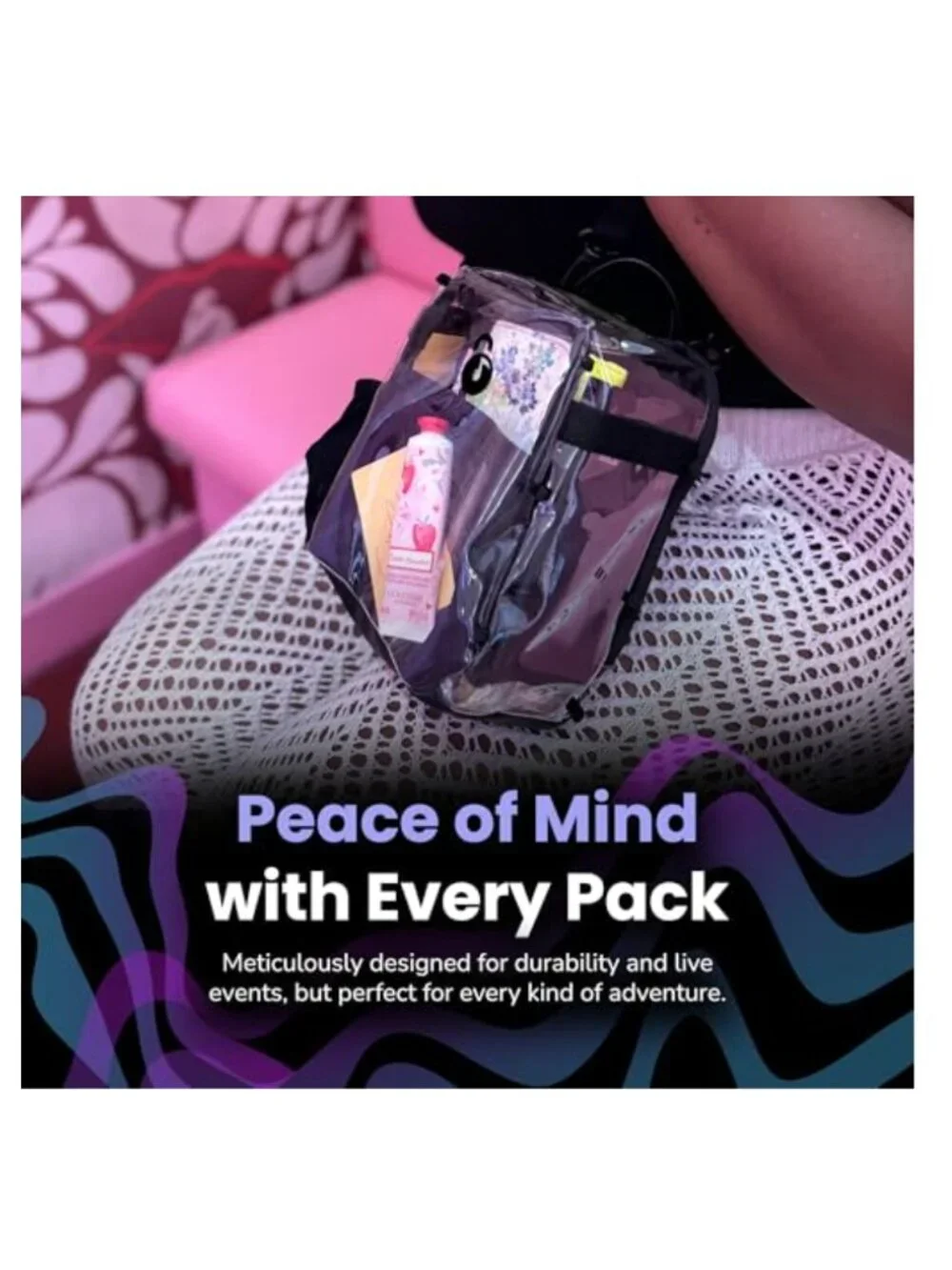 Clear Mini Backpack Anti Theft Locking Zipper Stadium Approved Festivals Travel
